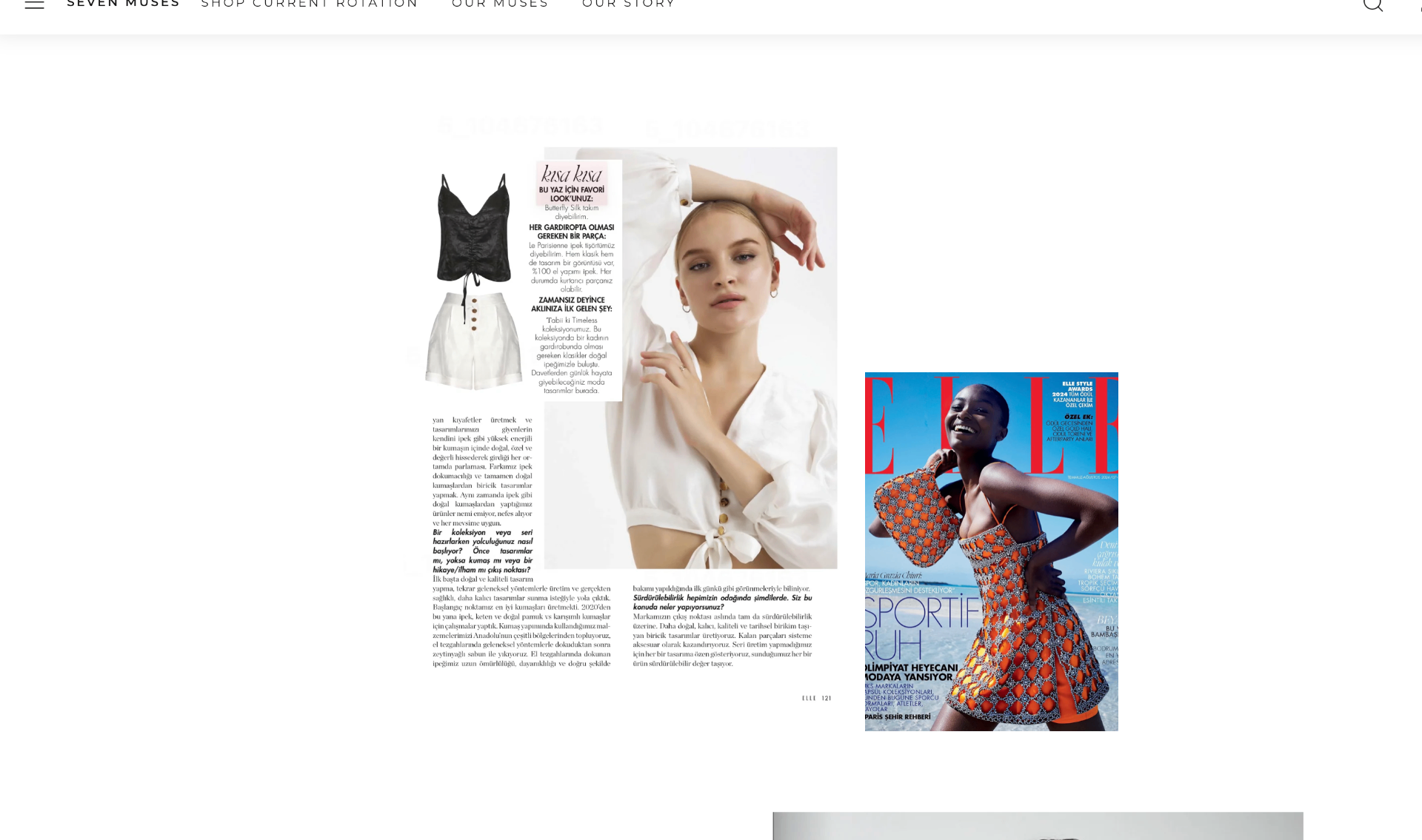 Elle Türkiye magazine spread featuring Seven Muses editorial and fashion imagery